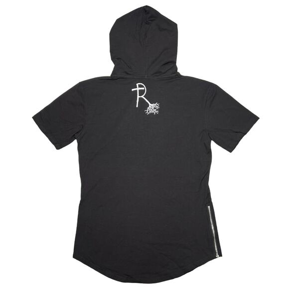 Roots Collection PRAY Short Sleeve Hoodie SIZE M Black Pullover Activewear - Picture 2 of 7